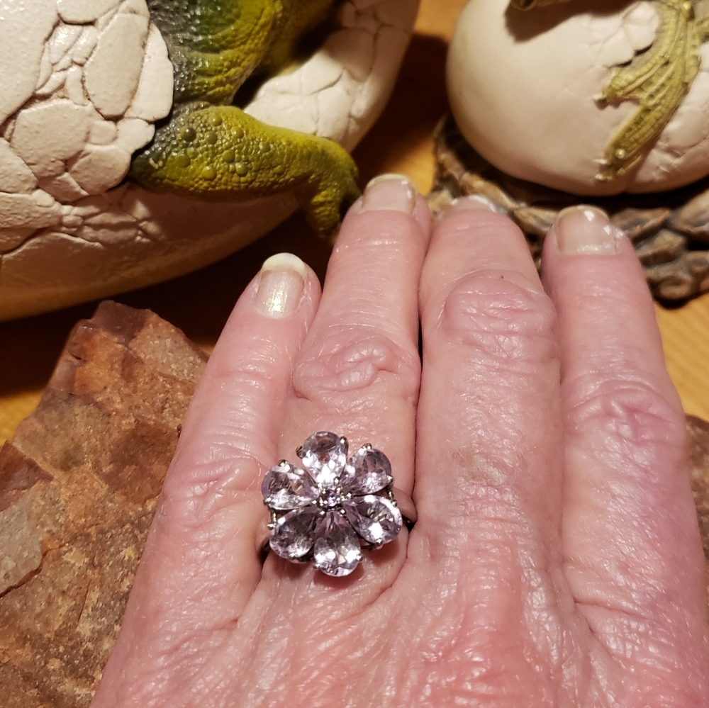 Rose DeFrance Amethyst Flower Ring